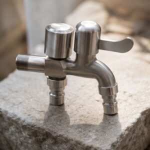 Đầu vòi nước inox 304 hai đầu ra độc lập dùng cho máy giặt và nhà tắm - Hình ảnh 4