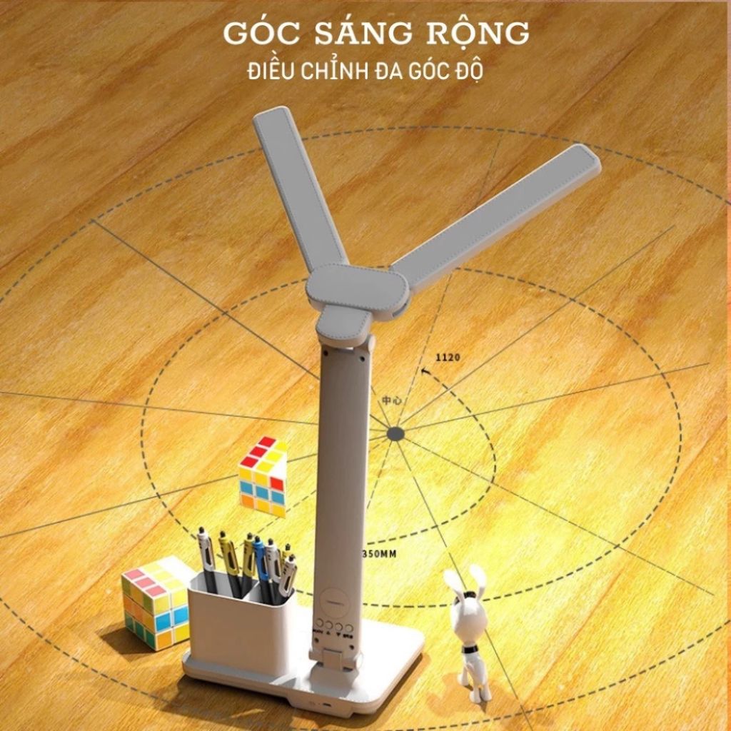 Đèn LED để bàn chống cận 3 chế độ sáng kèm đồng hồ LCD - Ảnh 2