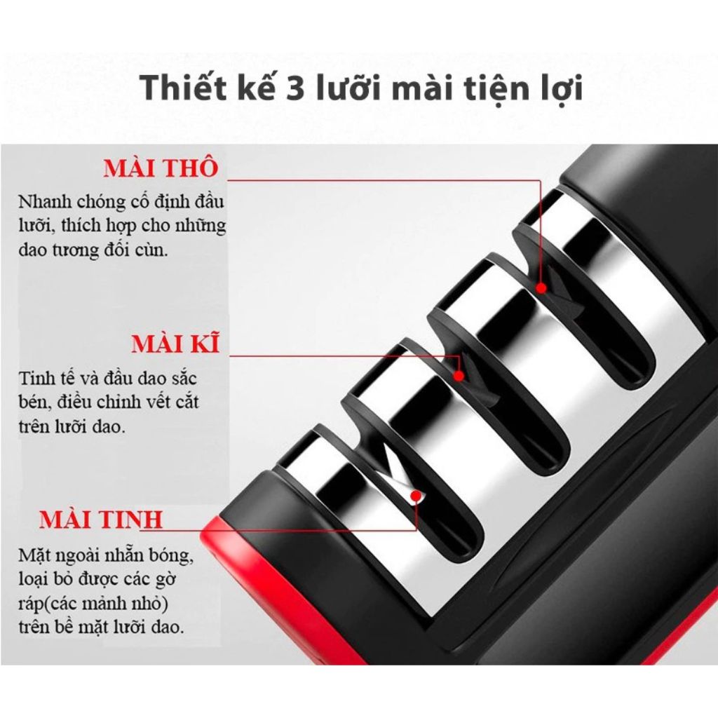 Dụng cụ mài dao kéo 3 cấp độ bằng thép không gỉ cầm tay tiện lợi - Ảnh 2