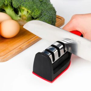 Dụng cụ mài dao kéo 3 cấp độ bằng thép không gỉ cầm tay tiện lợi