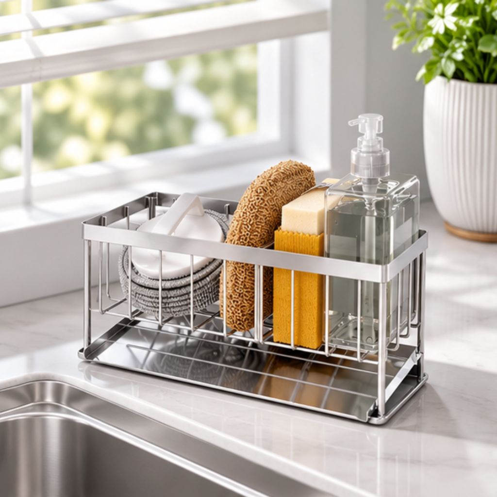 Giá để đồ rửa chén bát inox 304 kèm khay hứng nước chống gỉ tiện lợi