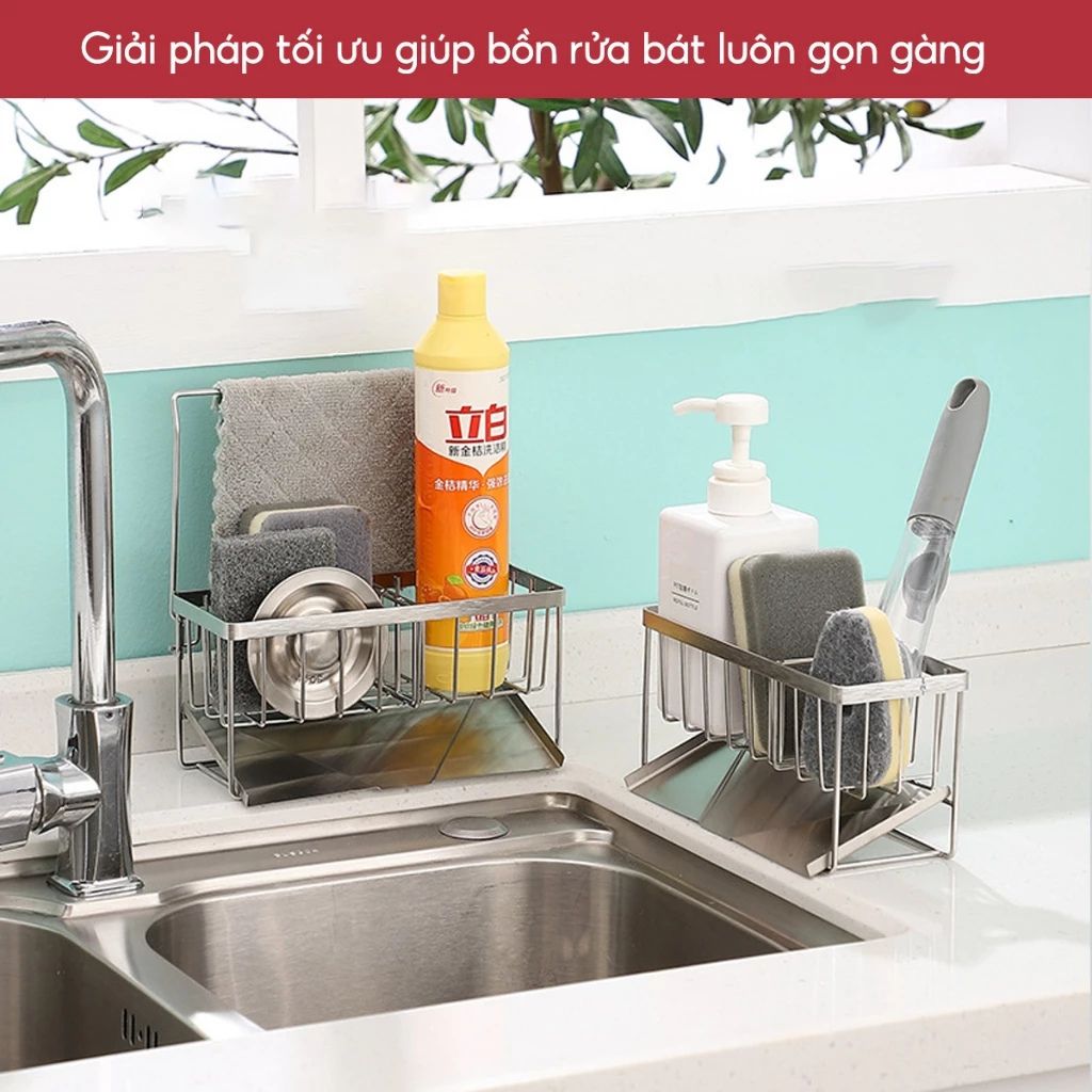 Giá để đồ rửa chén bát inox 304 kèm khay hứng nước chống gỉ tiện lợi - Ảnh 2