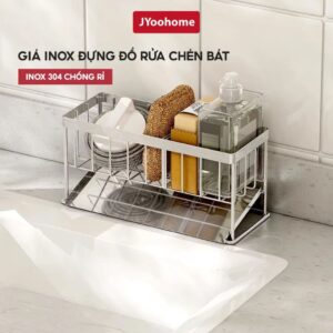 Giá để đồ rửa chén bát inox 304 kèm khay hứng nước chống gỉ tiện lợi