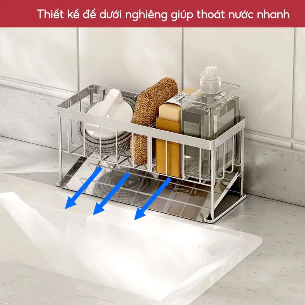Giá để đồ rửa chén bát inox 304 kèm khay hứng nước chống gỉ tiện lợi - Ảnh 4