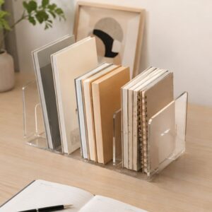Giá sách để bàn 4 vách ngăn bằng nhựa Acrylic tiện lợi cho bàn học