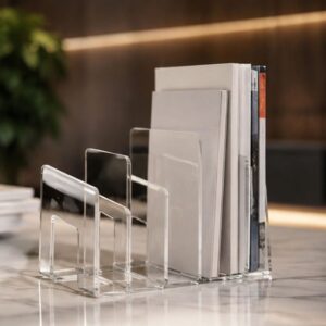 Giá sách để bàn 4 vách ngăn bằng nhựa Acrylic tiện lợi cho bàn học - Hình ảnh 2