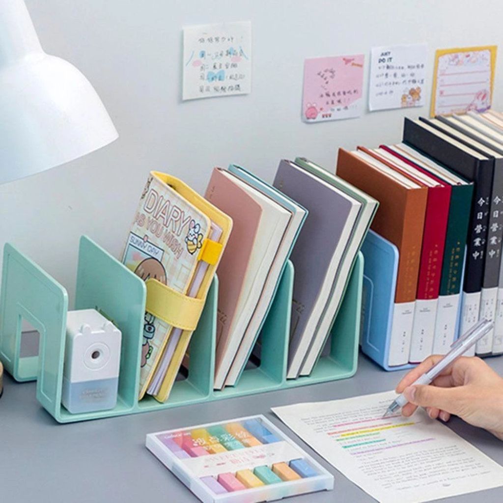 Giá sách để bàn 4 vách ngăn bằng nhựa Acrylic tiện lợi cho bàn học - Ảnh 2