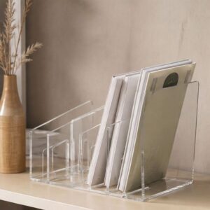 Giá sách để bàn 4 vách ngăn bằng nhựa Acrylic tiện lợi cho bàn học - Hình ảnh 3