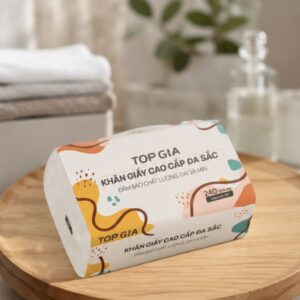 Giấy ăn rút Topgia đa sắc 240 tờ 4 lớp mềm mịn thấm hút tốt