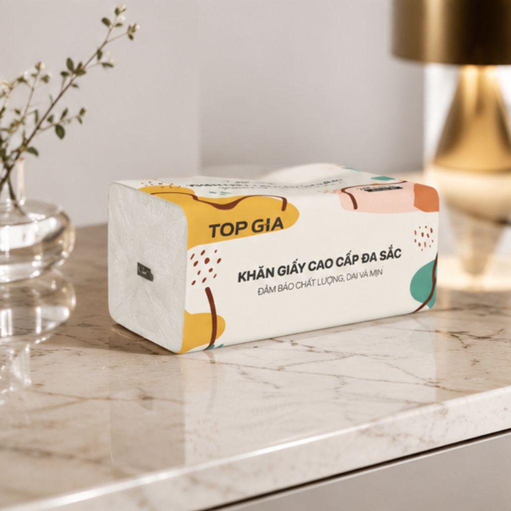 Giấy ăn rút Topgia đa sắc 240 tờ 4 lớp mềm mịn thấm hút tốt - Ảnh 3