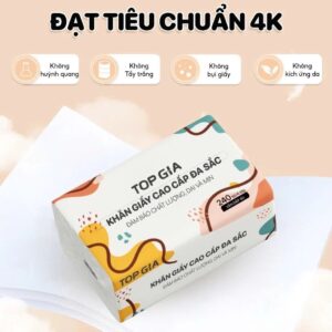 Giấy ăn rút Topgia đa sắc 240 tờ 4 lớp mềm mịn thấm hút tốt