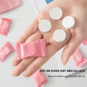 Gói 100 khăn mặt nén dạng viên kẹo dùng một lần tiện lợi khi du lịch