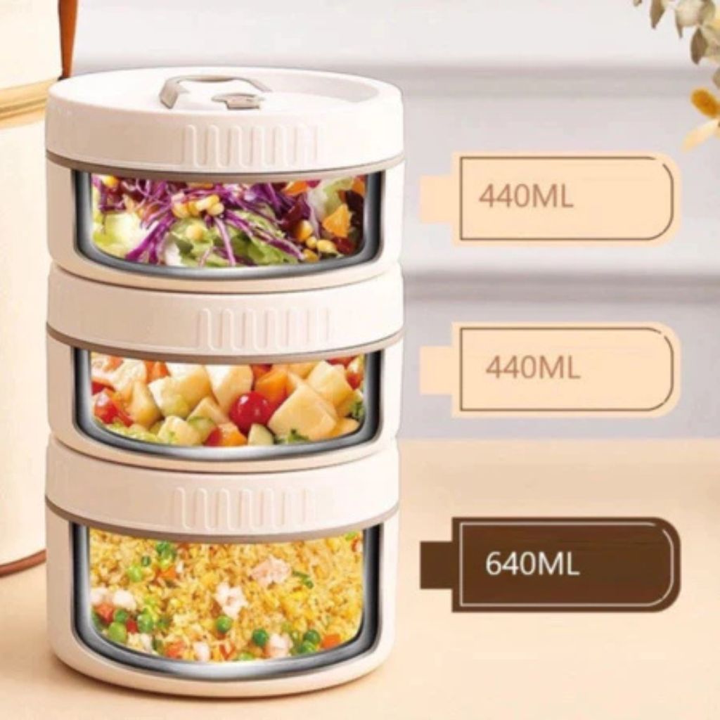 Hộp cơm giữ nhiệt 3 4 tầng inox 304 kèm túi đựng dùng cho văn phòng - Ảnh 2