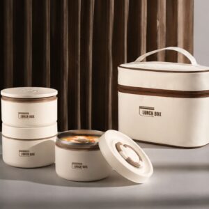 Hộp cơm giữ nhiệt 3 4 tầng inox 304 kèm túi đựng dùng cho văn phòng - Hình ảnh 3