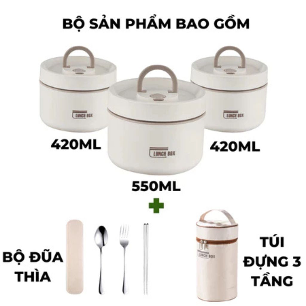 Hộp cơm giữ nhiệt 3 4 tầng inox 304 kèm túi đựng dùng cho văn phòng - Ảnh 4