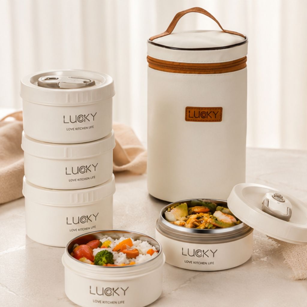 Hộp đựng cơm giữ nhiệt 3 tầng inox 304 tặng đũa thìa tiện lợi - Ảnh 2