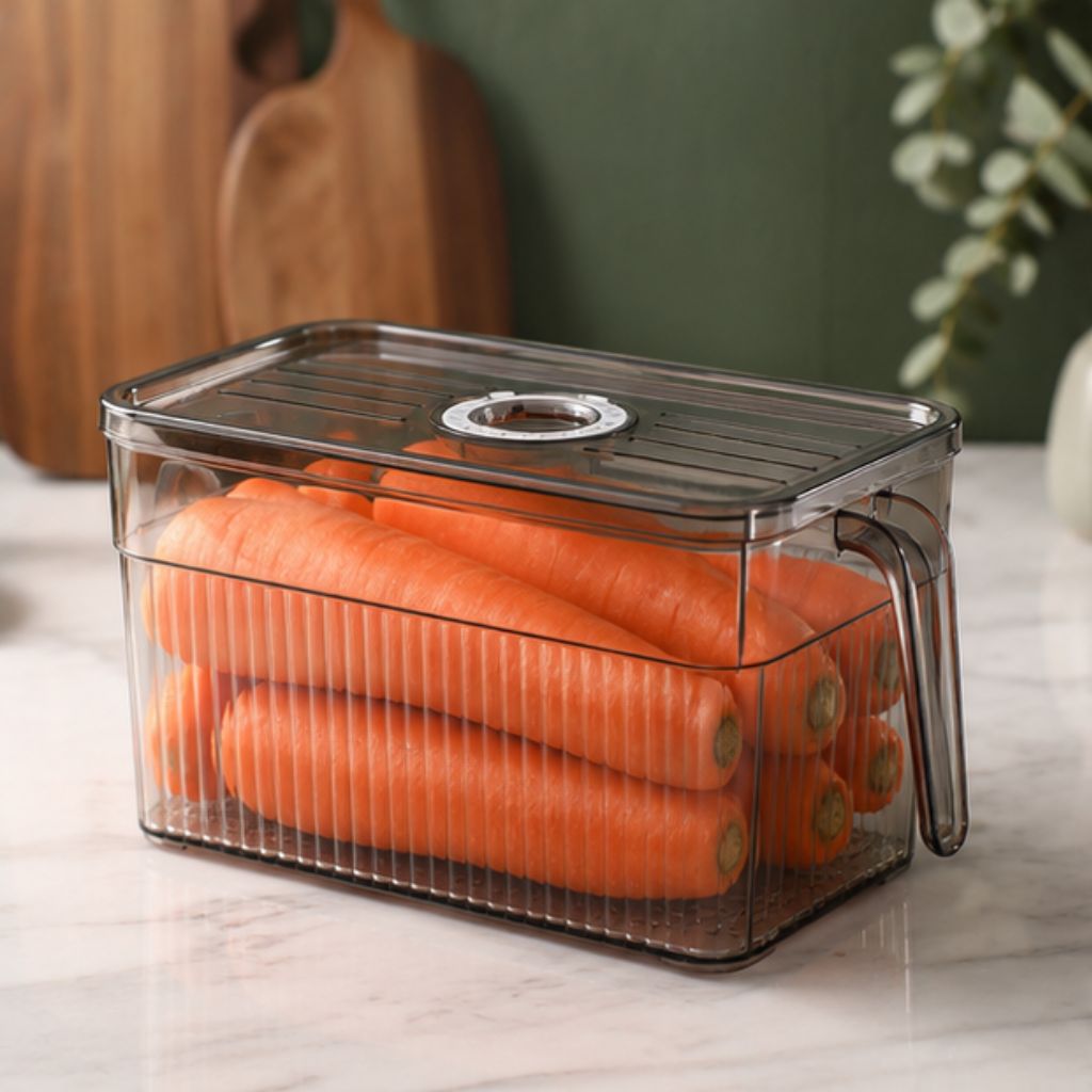 Hộp đựng rau củ tủ lạnh 3L có quai trong suốt bảo quản thực phẩm - Ảnh 4