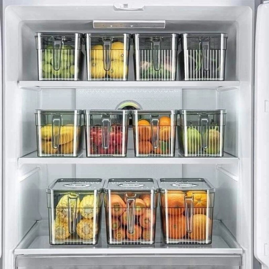 Hộp đựng rau củ tủ lạnh 3L có quai trong suốt bảo quản thực phẩm - Ảnh 2