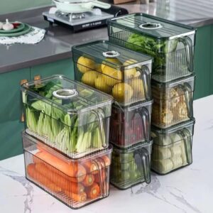 Hộp đựng rau củ tủ lạnh 3L có quai trong suốt bảo quản thực phẩm