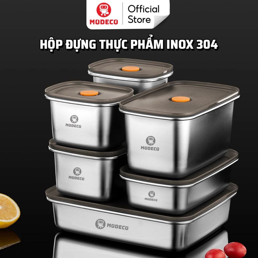 Hộp đựng thực phẩm inox 304 Modeco có nắp kín chống rò rỉ