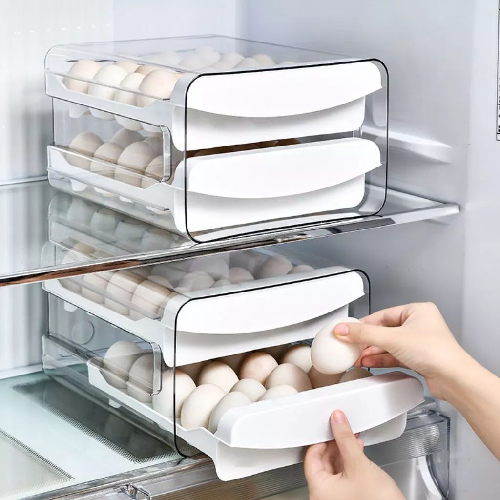 Hộp đựng trứng 2 tầng 32 40 ô nhựa PP PET gọn gàng cho tủ lạnh