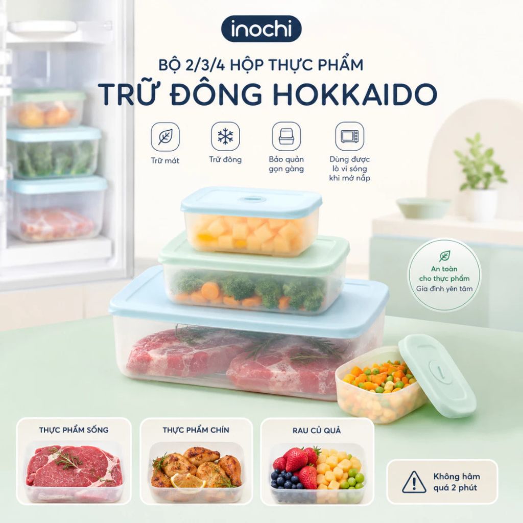 Hộp trữ đông thực phẩm Inochi Hokkaido kháng khuẩn Ag+ cao cấp - Ảnh 2