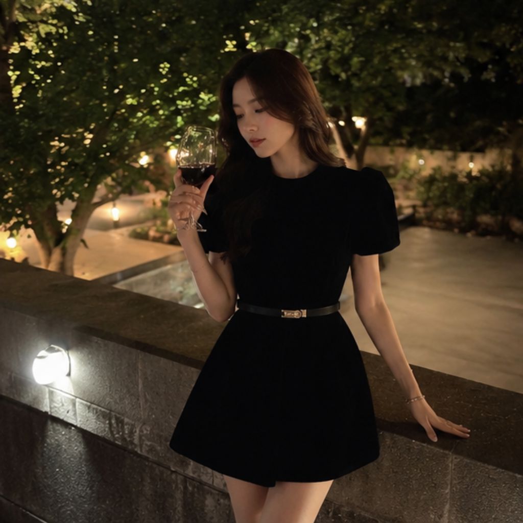 Jumpsuit nhung tay bồng cổ tàu kèm đai da sang chảnh siêu xinh - Ảnh 4