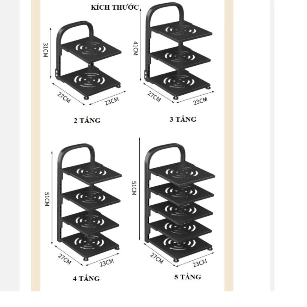 Kệ để xoong nồi 2 tầng 3 tầng 4 tầng thép sơn tĩnh điện thông minh - Ảnh 2