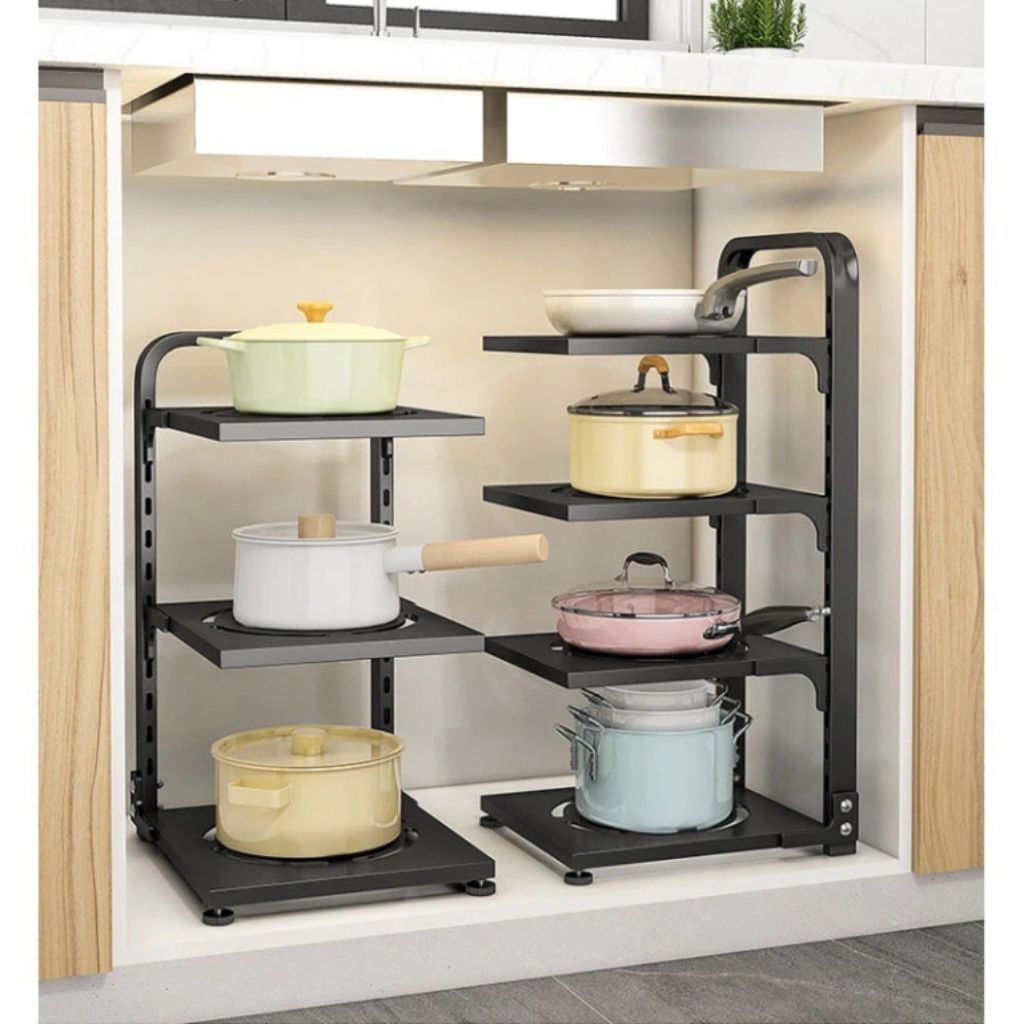 Kệ để xoong nồi 2 tầng 3 tầng 4 tầng thép sơn tĩnh điện thông minh - Ảnh 3