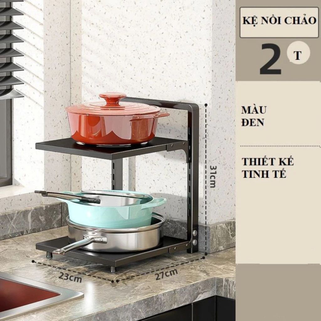 Kệ để xoong nồi 2 tầng 3 tầng 4 tầng thép sơn tĩnh điện thông minh - Ảnh 4