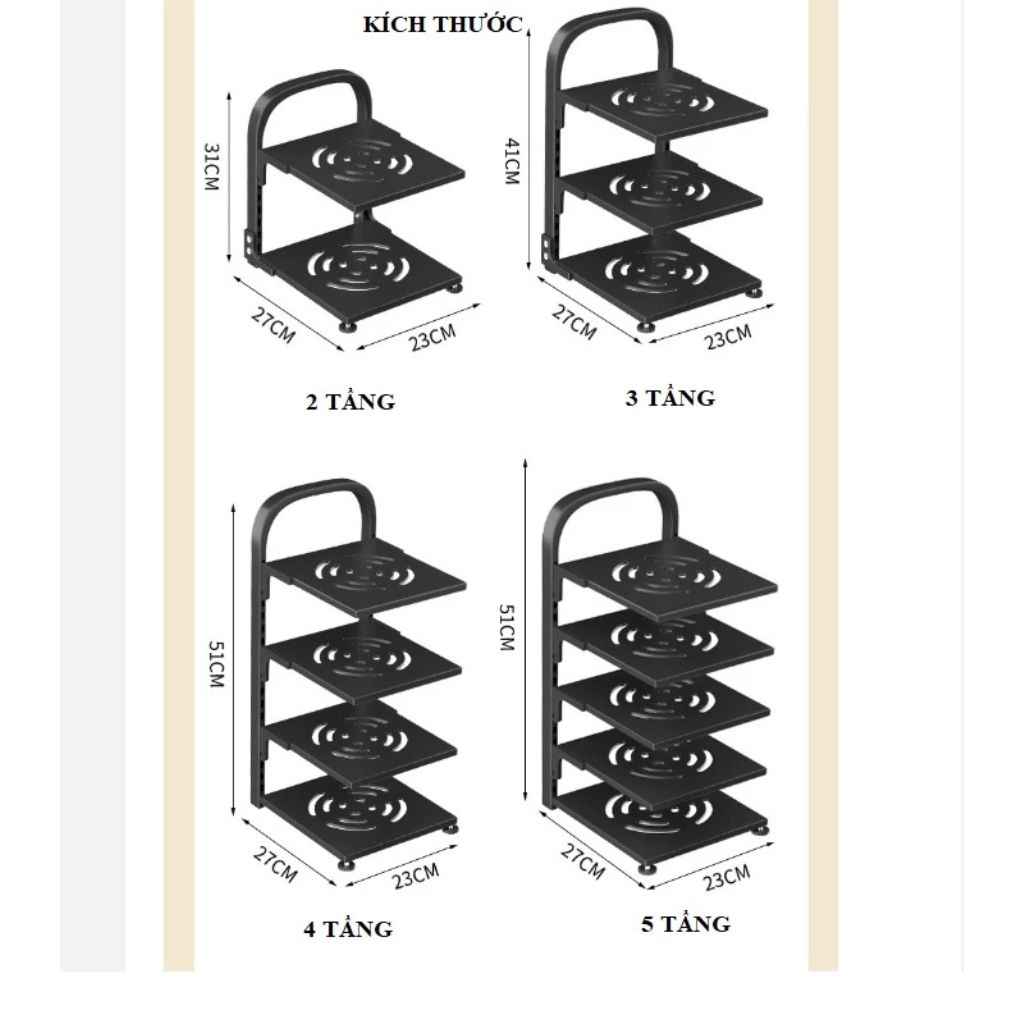 Kệ để xoong nồi chảo 2 3 4 5 tầng có cài vung điều chỉnh tiện lợi cho nhà bếp - Ảnh 2
