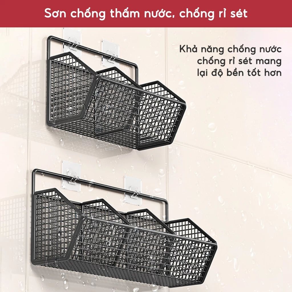 Kệ đựng gia vị dán tường 1 2 3 ngăn chịu tải 10kg cho nhà bếp và phòng tắm - Ảnh 4