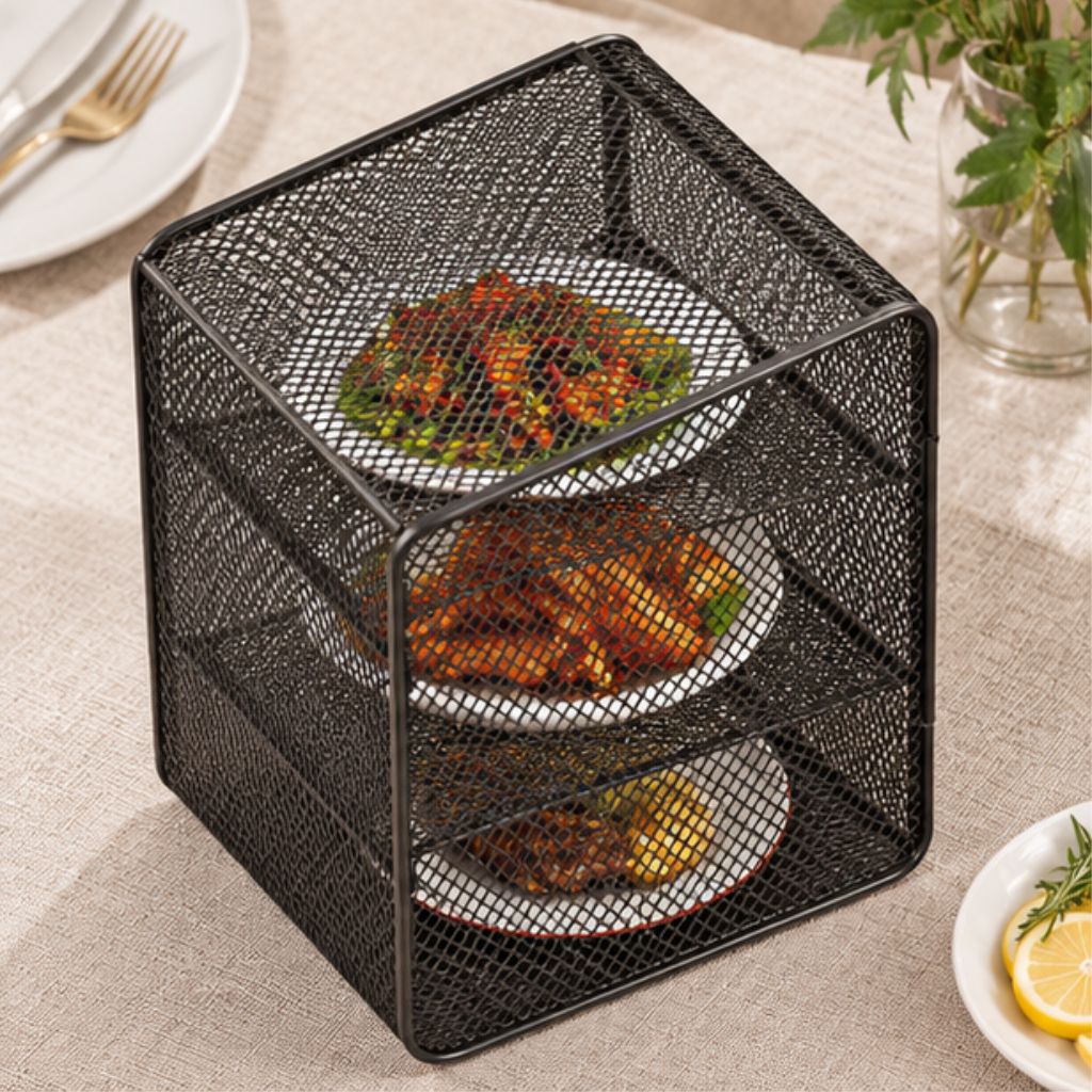 Lồng bàn thép 4 tầng đựng thức ăn chống côn trùng chống bụi - Ảnh 4