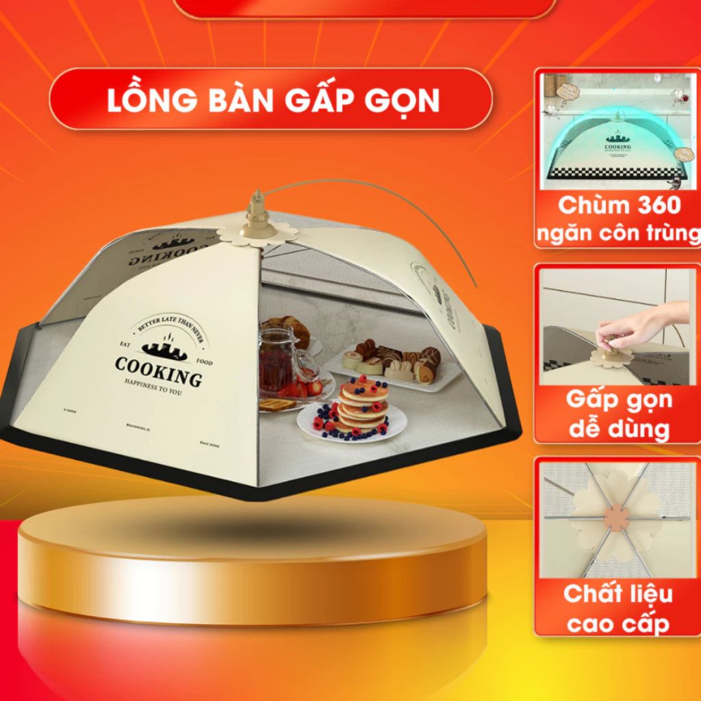 Lồng bàn vải lưới gấp gọn đậy thức ăn chống côn trùng tiện lợi - Ảnh 3