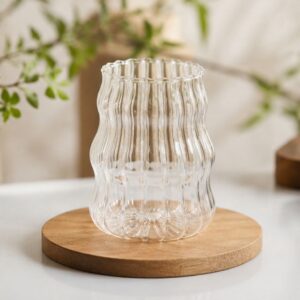 Ly thủy tinh gợn sóng nghệ thuật 350ml dùng uống cà phê trà sữa decor sang trọng - Hình ảnh 4