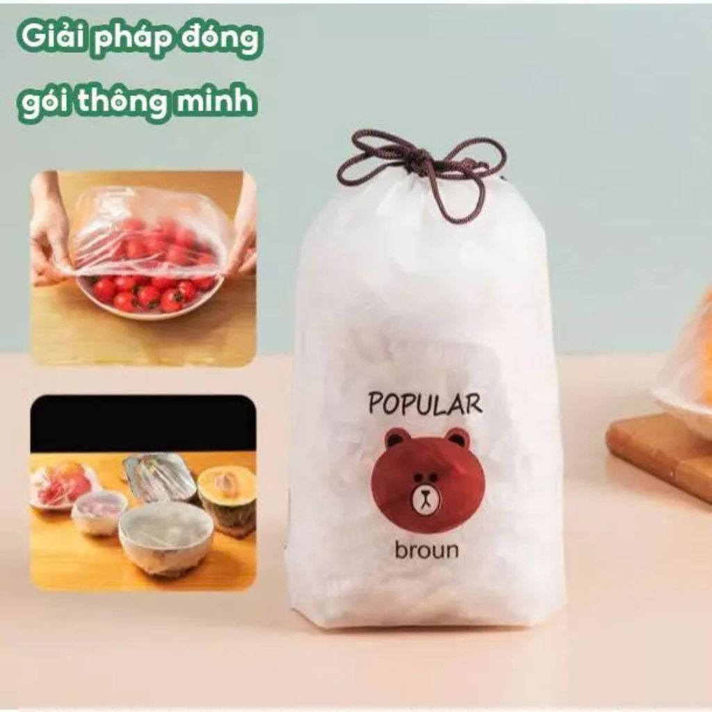 Màng bọc thực phẩm co giãn có chun siêu dai túi gấu PE đa năng tiện lợi - Ảnh 4