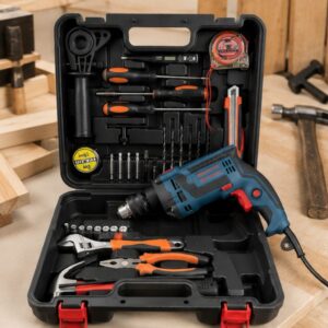 Máy khoan điện BOSH 910W kèm vali đồ nghề đa năng có búa khoan tường - Hình ảnh 2
