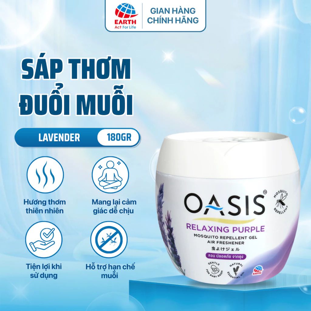 Sáp thơm đuổi muỗi Oasis 180g khử mùi làm thơm không gian - Ảnh 4