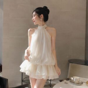 Set áo yếm hở lưng dáng bí nhún eo – bộ đồ nữ đi biển tơ xốp siêu xinh - Hình ảnh 2