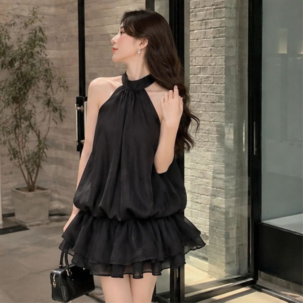 Set áo yếm hở lưng dáng bí nhún eo – bộ đồ nữ đi biển tơ xốp siêu xinh