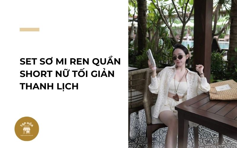 Set sơ mi ren quần short nữ tối giản thanh lịch