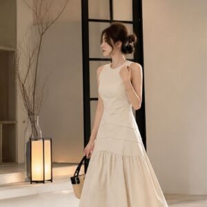 Váy maxi be đuôi cá dáng dài 2 lớp chất mát thanh lịch - Hình ảnh 4