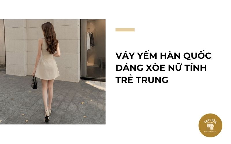 Váy yếm Hàn Quốc dáng xòe nữ tính trẻ trung