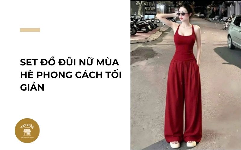 Set đồ đũi nữ mùa hè phong cách tối giản