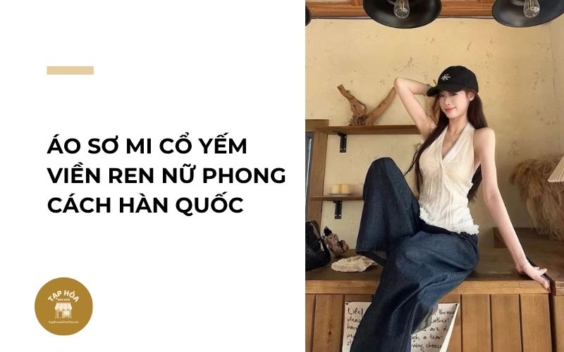Áo sơ mi cổ yếm viền ren nữ phong cách Hàn Quốc