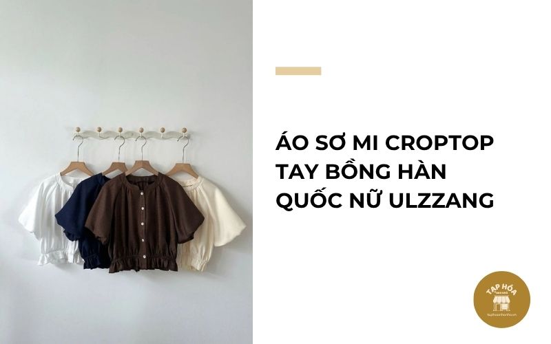 Áo sơ mi croptop tay bồng Hàn Quốc nữ Ulzzang