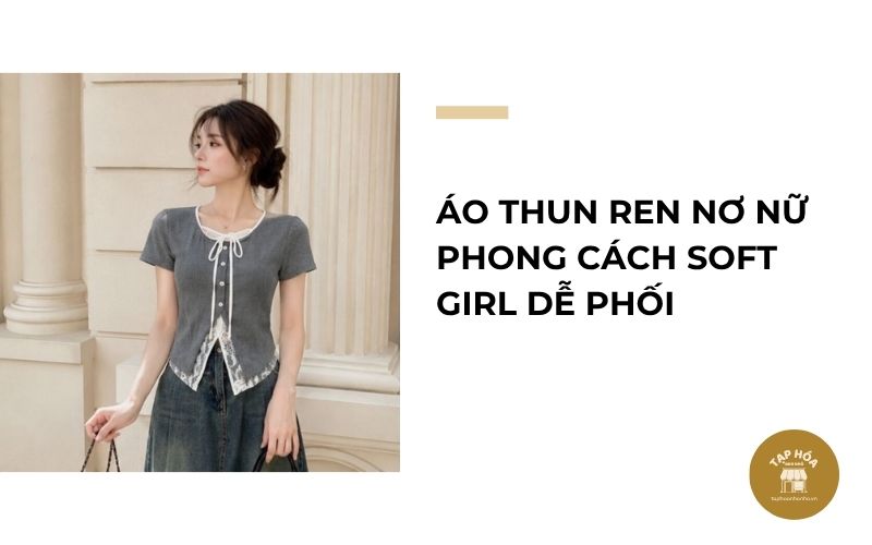 Áo thun ren nơ nữ phong cách Soft Girl dễ phối
