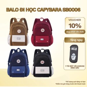 Balo đi học CLASSMATE hình Capybara chống nước nhiều ngăn đựng A4