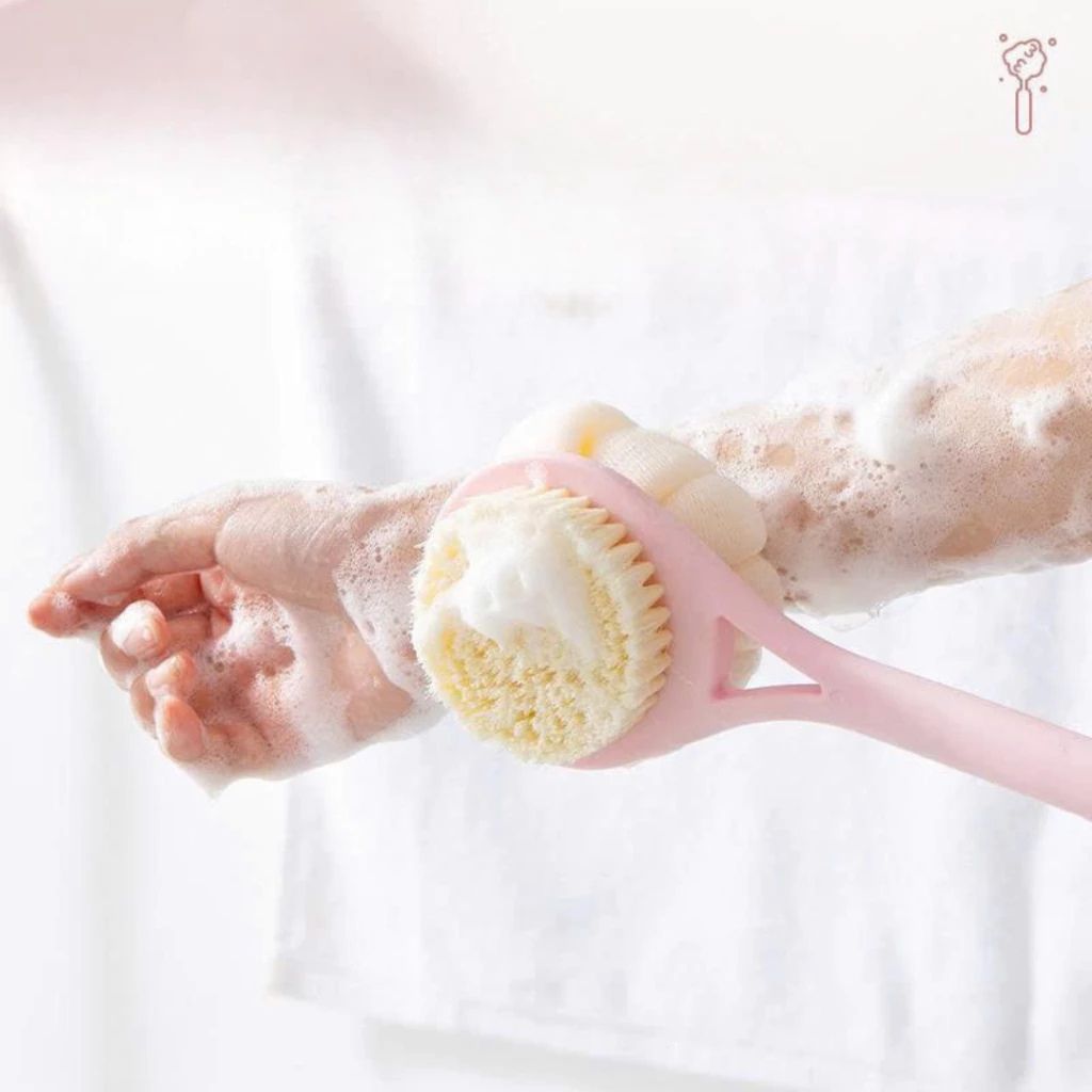 Bàn chải tắm 2 mặt cán dài chà lưng tạo bọt làm sạch sâu cho cơ thể - Ảnh 4