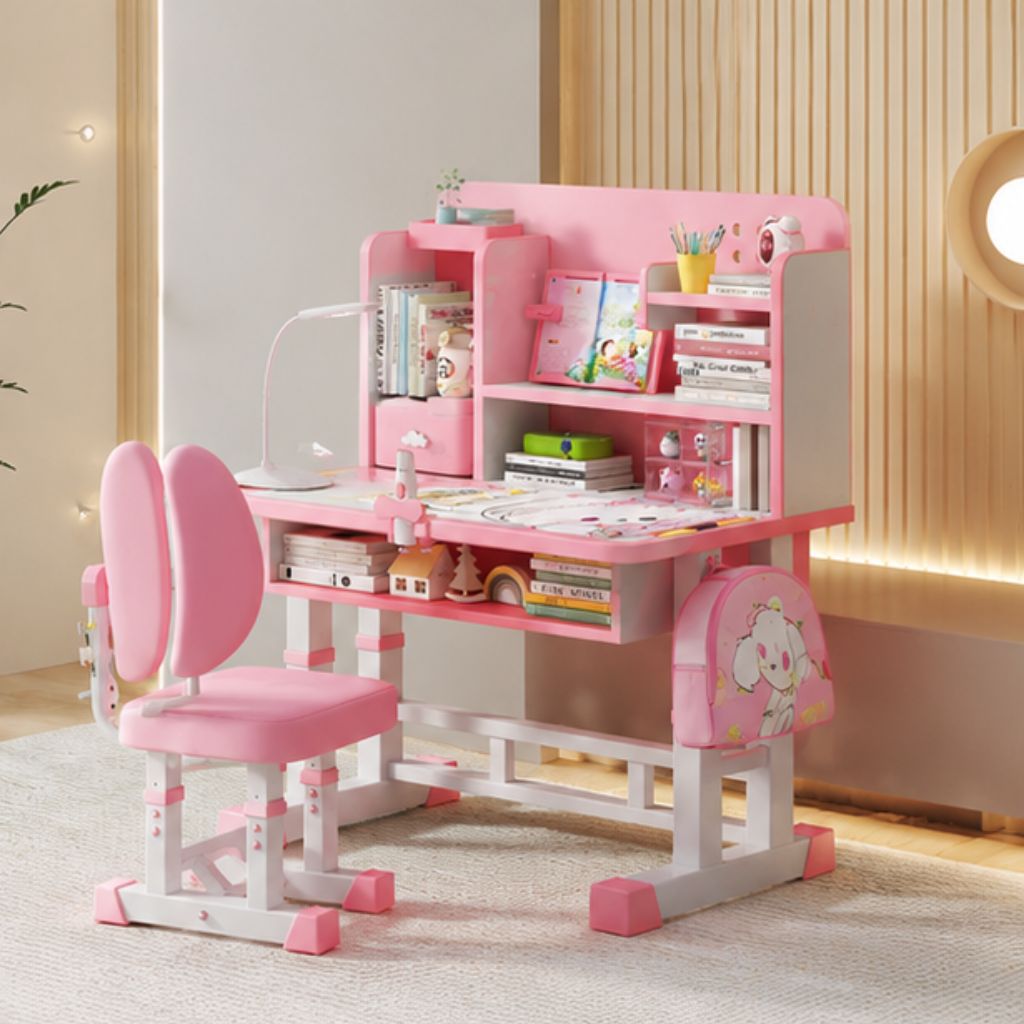 Bàn ghế học sinh tiểu học E04 chống gù chống cận nâng hạ chiều cao kèm kệ sách - Ảnh 2